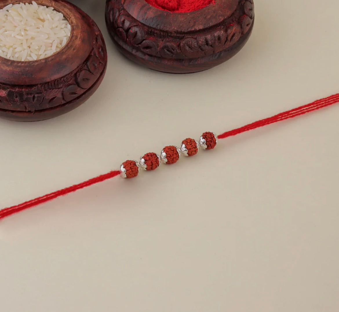 Sacred Rudraksha Silver Rakhi
