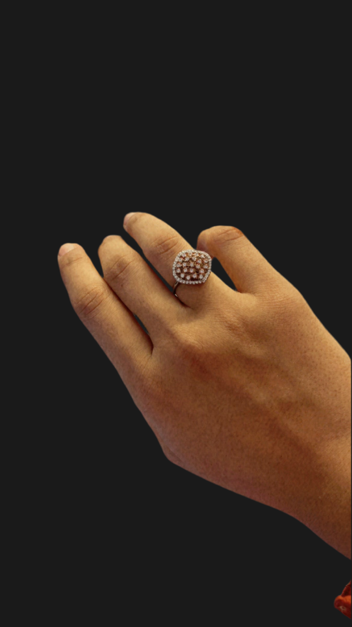 Evara’s Peach Spark Cluster Ring