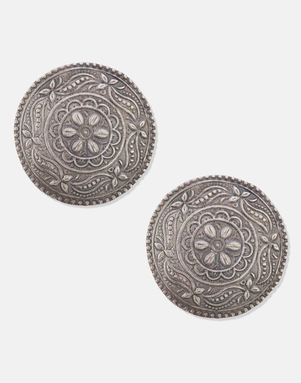 Ornate Mandala Studs – 925 Silver Earrings