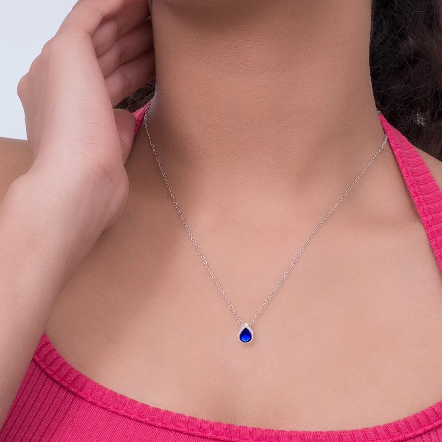 SAPPHIRE TEARDROP PENDANT CHAIN