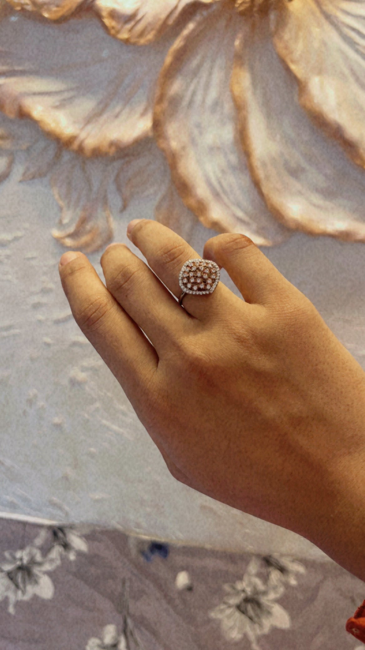 Evara’s Peach Spark Cluster Ring