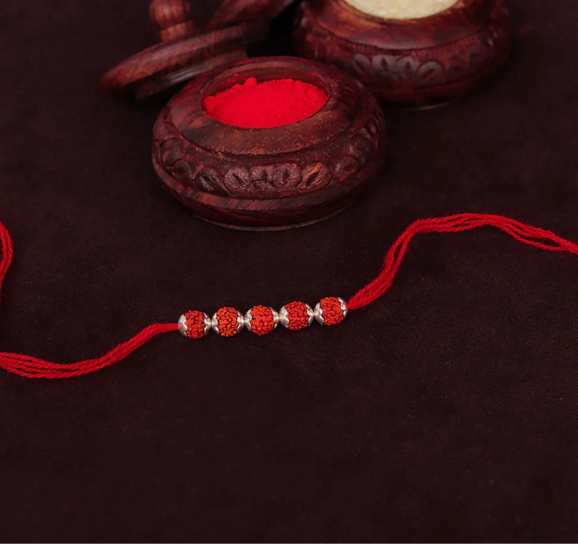 Sacred Rudraksha Silver Rakhi