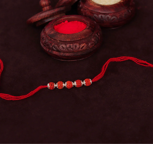 Sacred Rudraksha Silver Rakhi