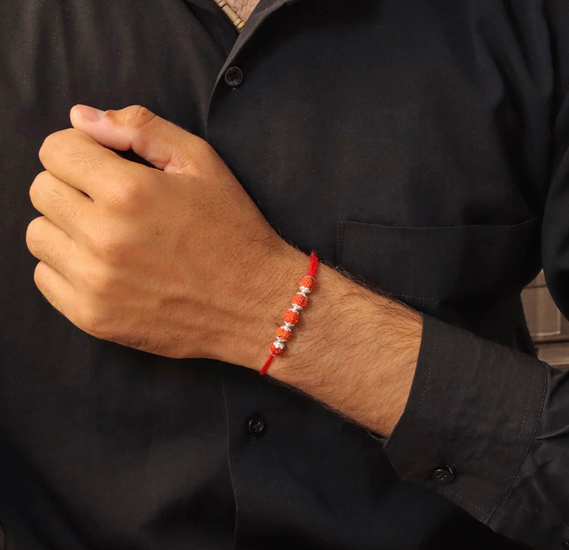 Sacred Rudraksha Silver Rakhi