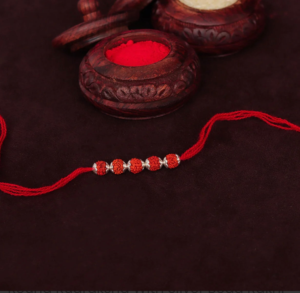Sacred Rudraksha Silver Rakhi