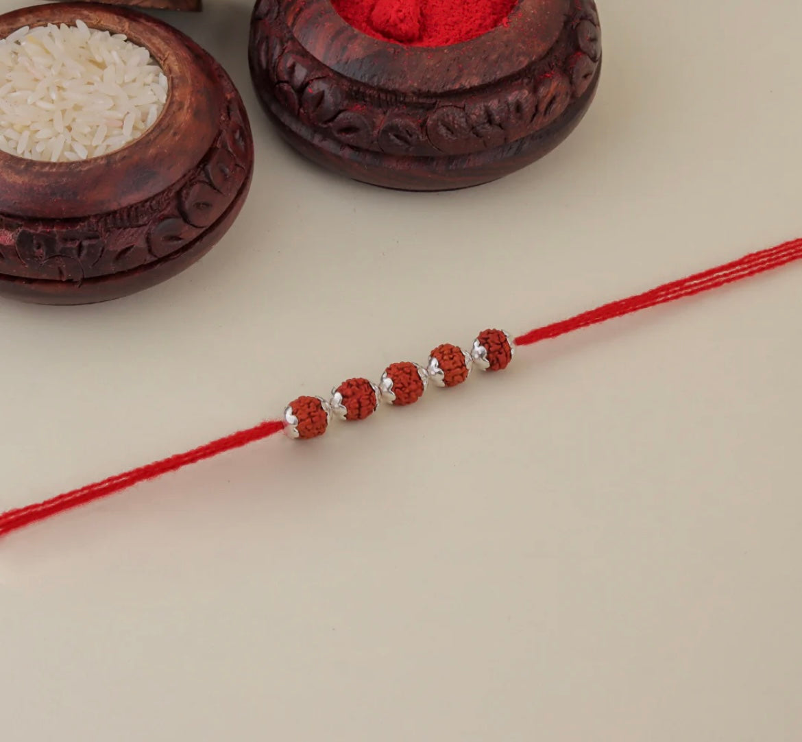 Sacred Rudraksha Silver Rakhi