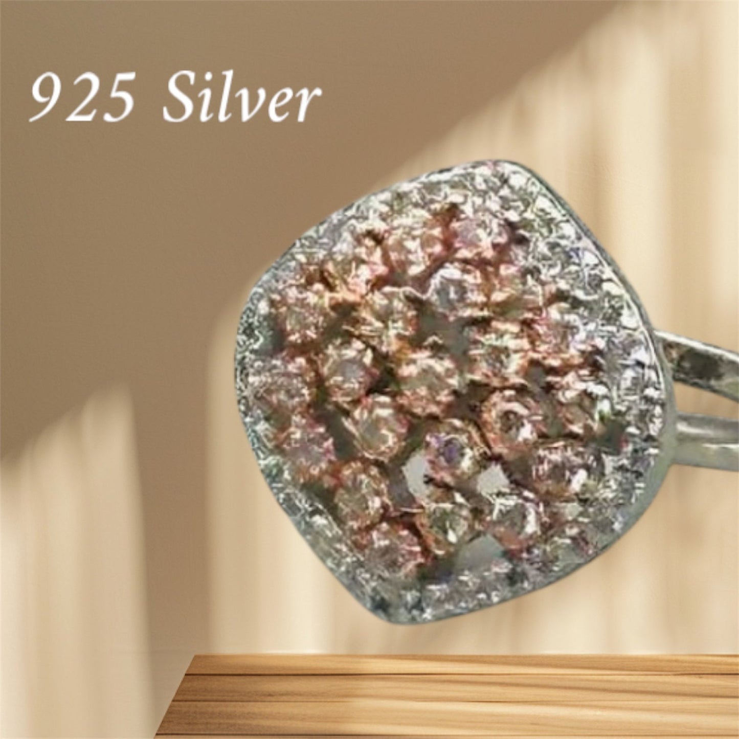 Evara’s Peach Spark Cluster Ring