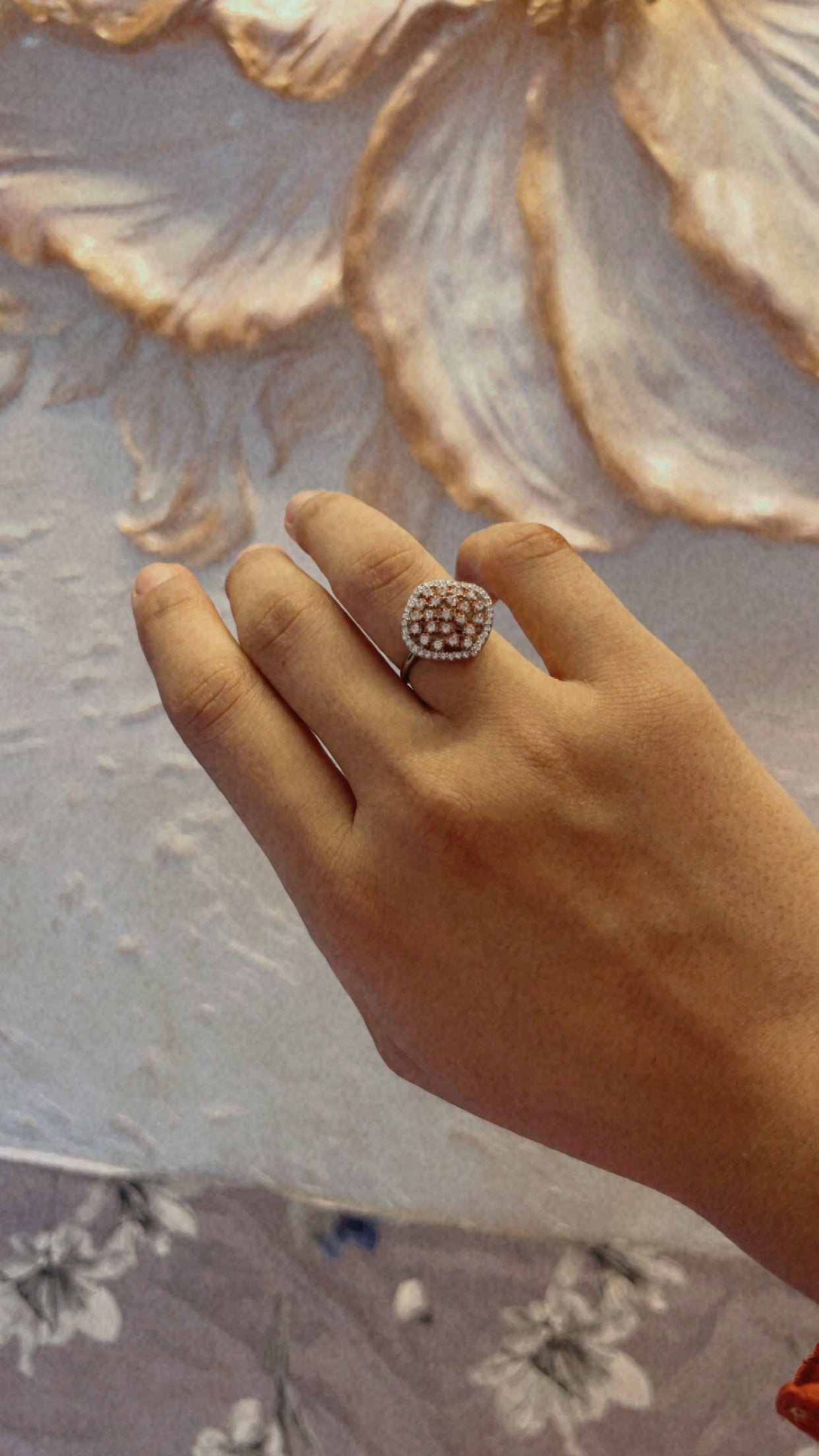 Evara’s Peach Spark Cluster Ring