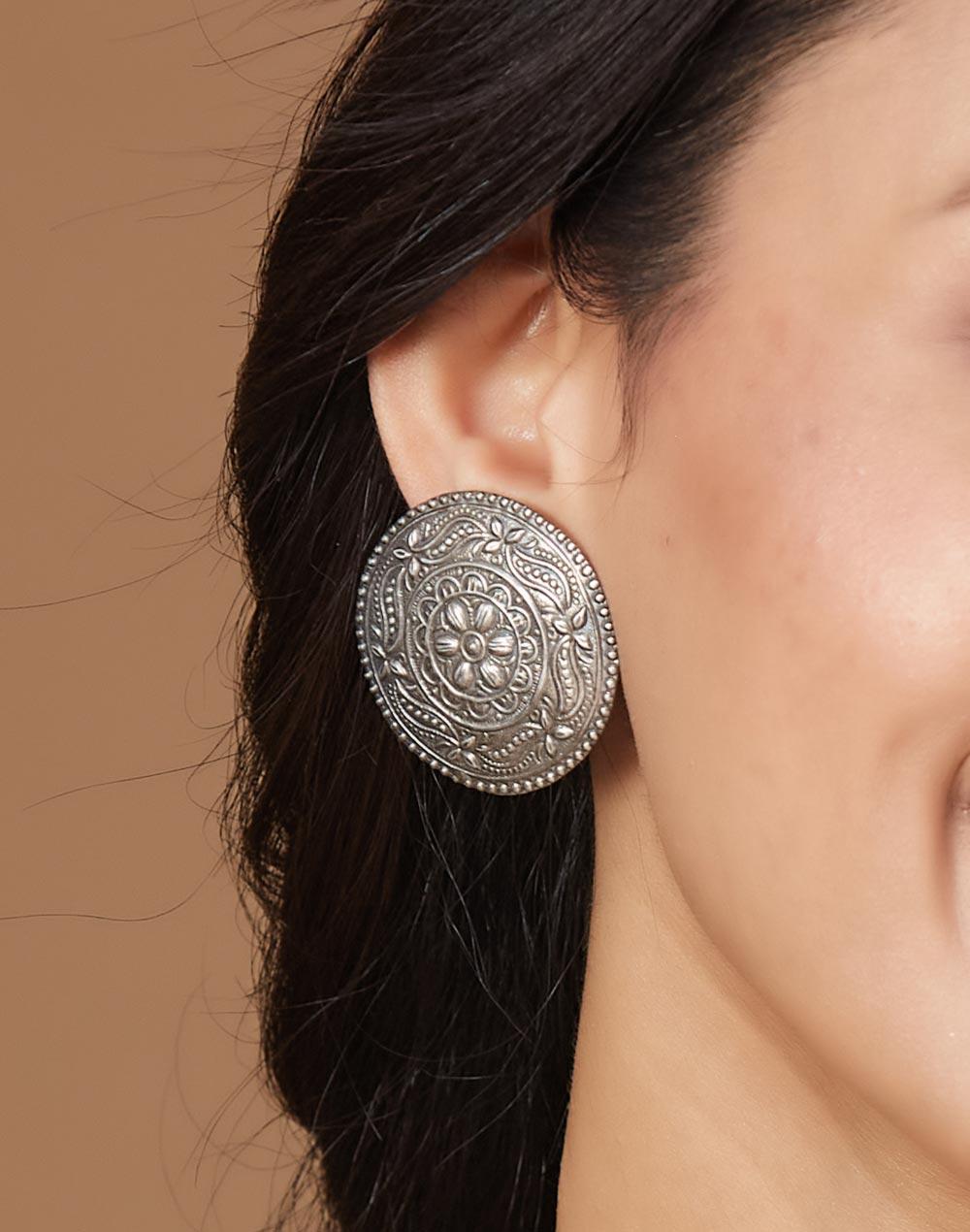 Ornate Mandala Studs – 925 Silver Earrings
