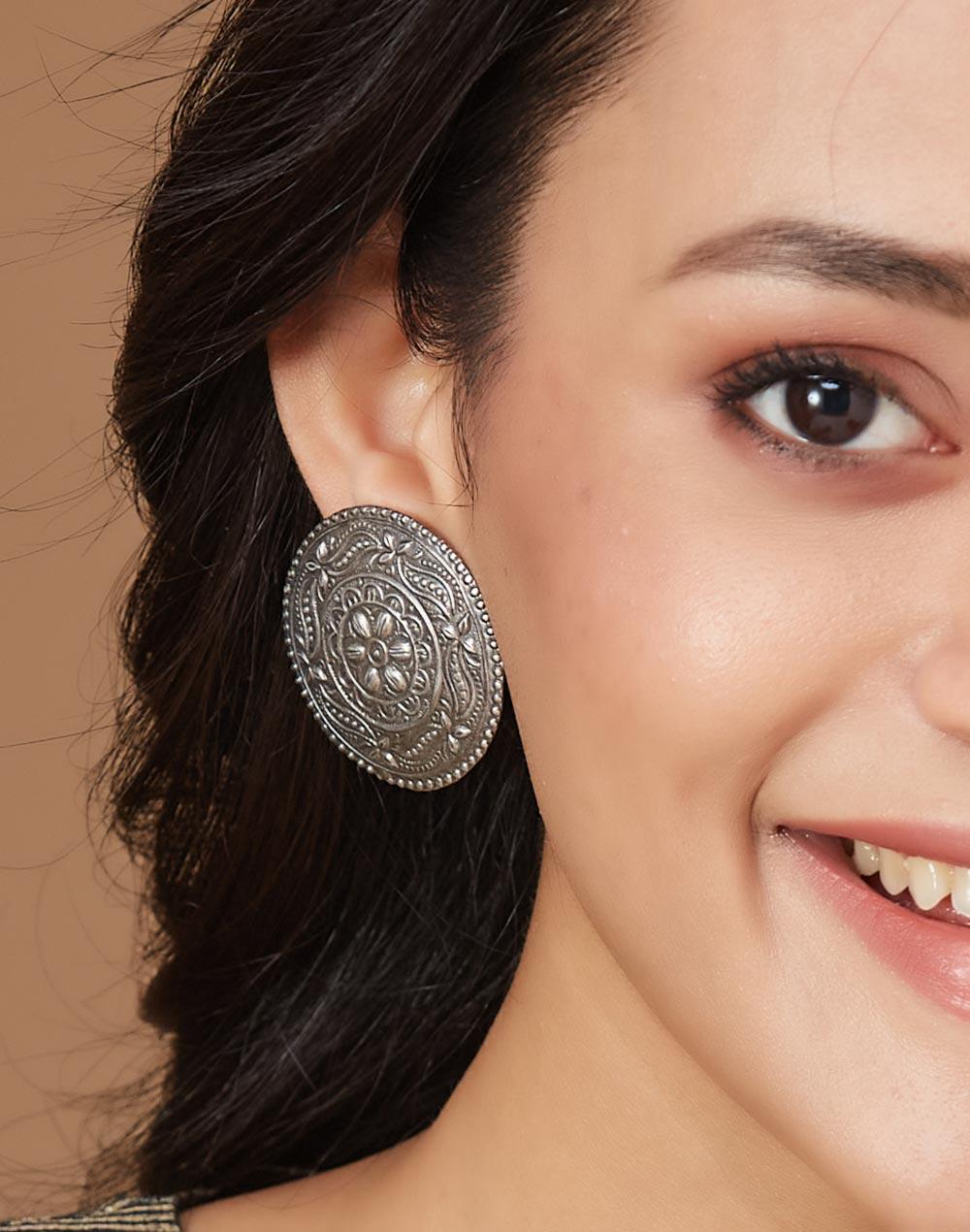 Ornate Mandala Studs – 925 Silver Earrings