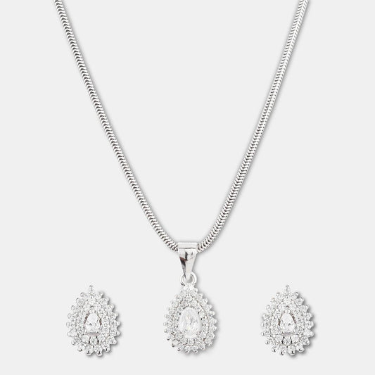 Evara's Teardrop Sparkle Pendant Earrings Set
