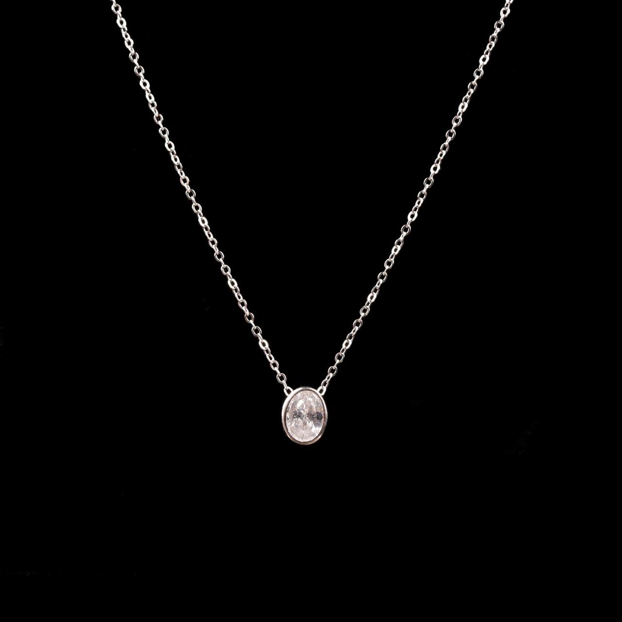 Oval Crystal Pendant Chain