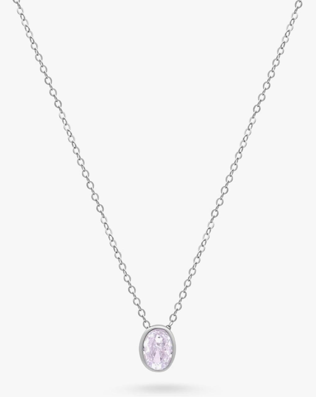 Oval Crystal Pendant Chain