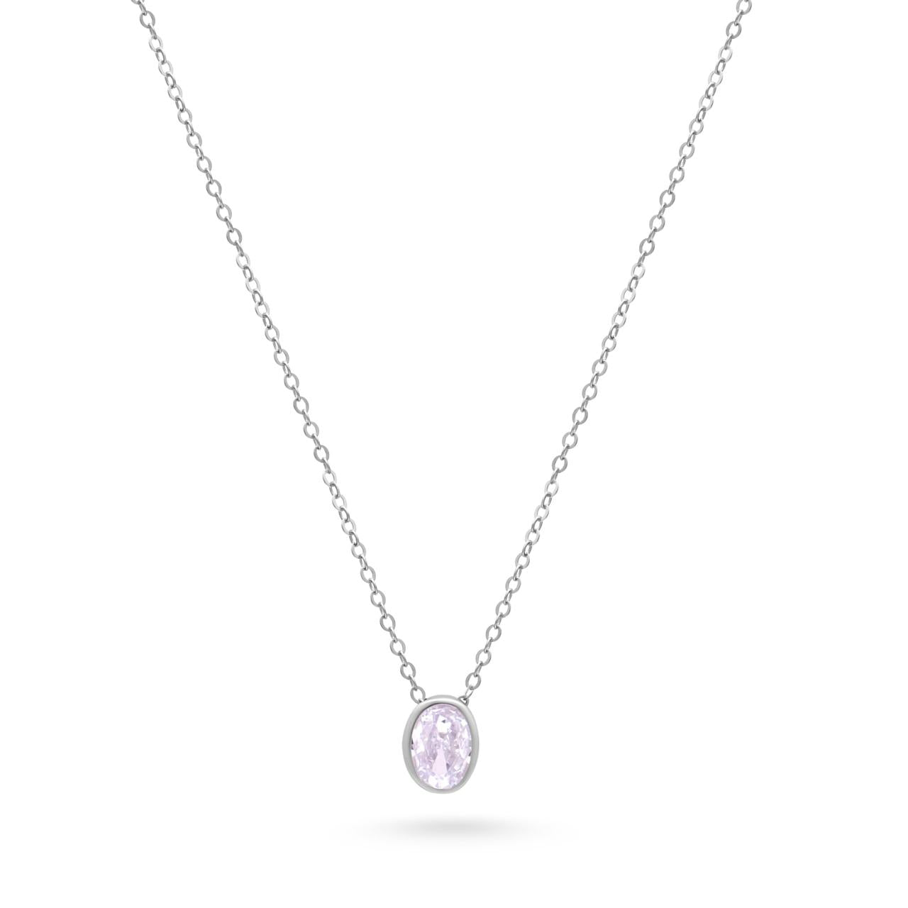 Oval Crystal Pendant Chain