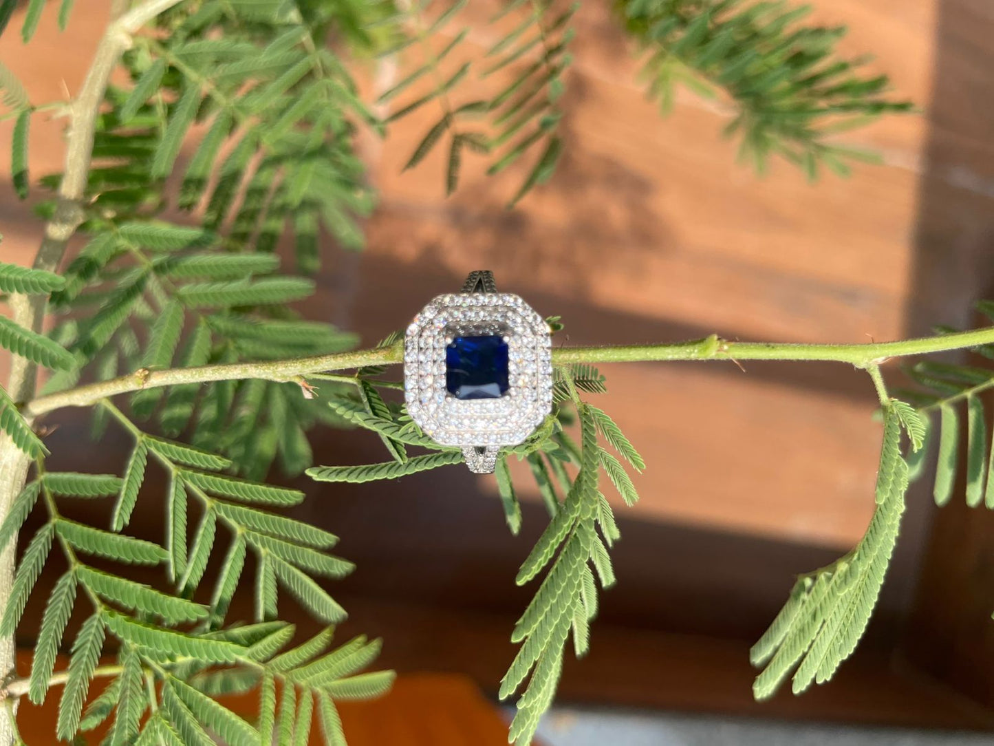Bold Sapphire Brilliance – 925 Silver Statement Ring