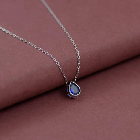 SAPPHIRE TEARDROP PENDANT CHAIN