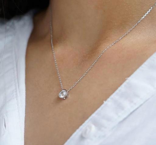 Oval Crystal Pendant Chain