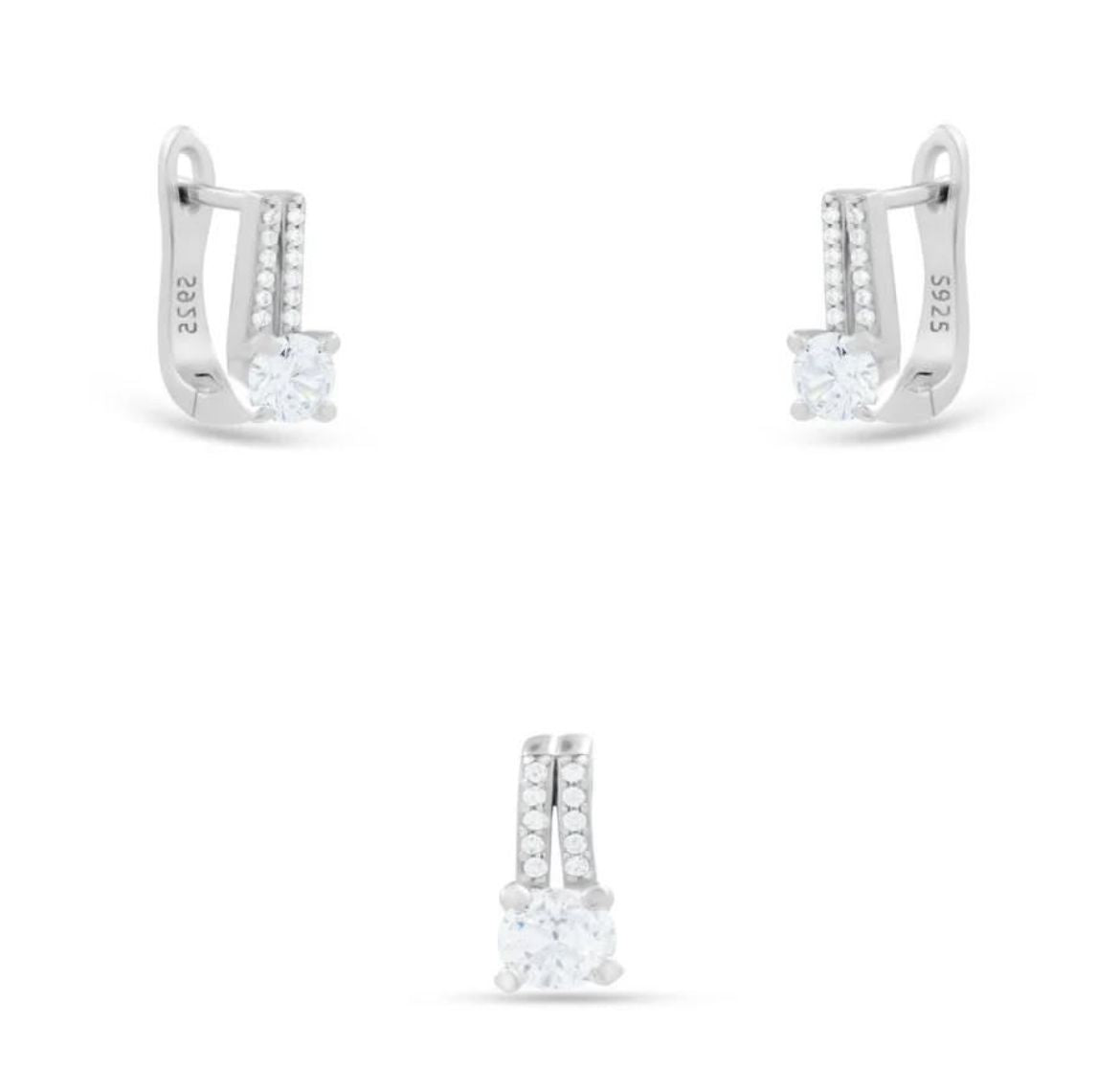 Twinkling Solitaire Pendant Earrings Set