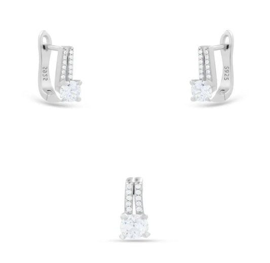 Twinkling Solitaire Pendant Earrings Set
