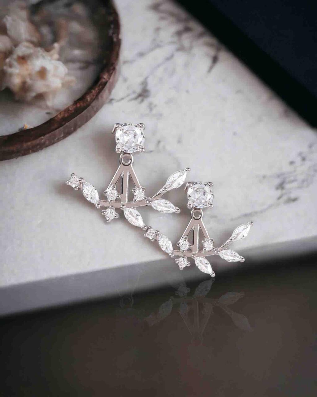 Leafy Switch Earrings-Two in one silver earrings