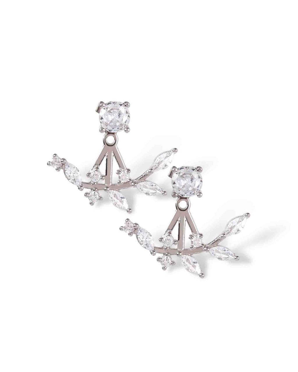 Leafy Switch Earrings-Two in one silver earrings