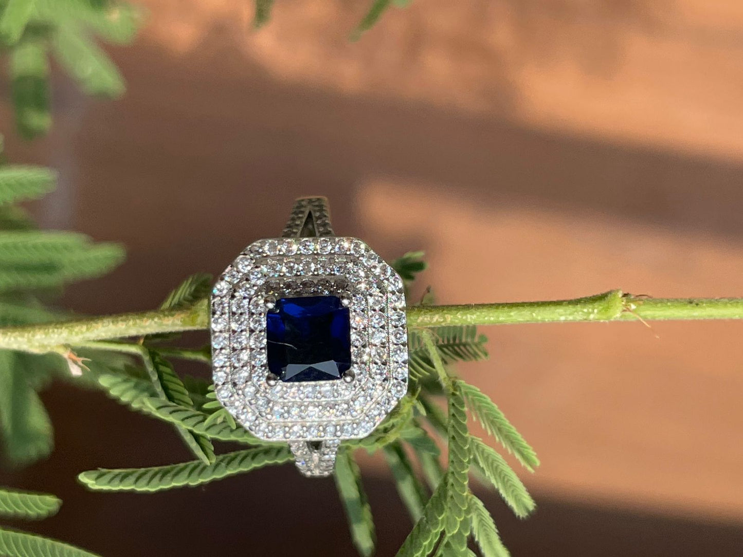 Bold Sapphire Brilliance – 925 Silver Statement Ring